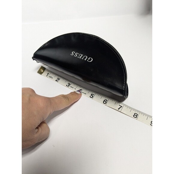 Guess Eyewear Eyeglass / Sunglass Hard Case Zipper Closure Faux Leather - Black - Picture 8 of 9